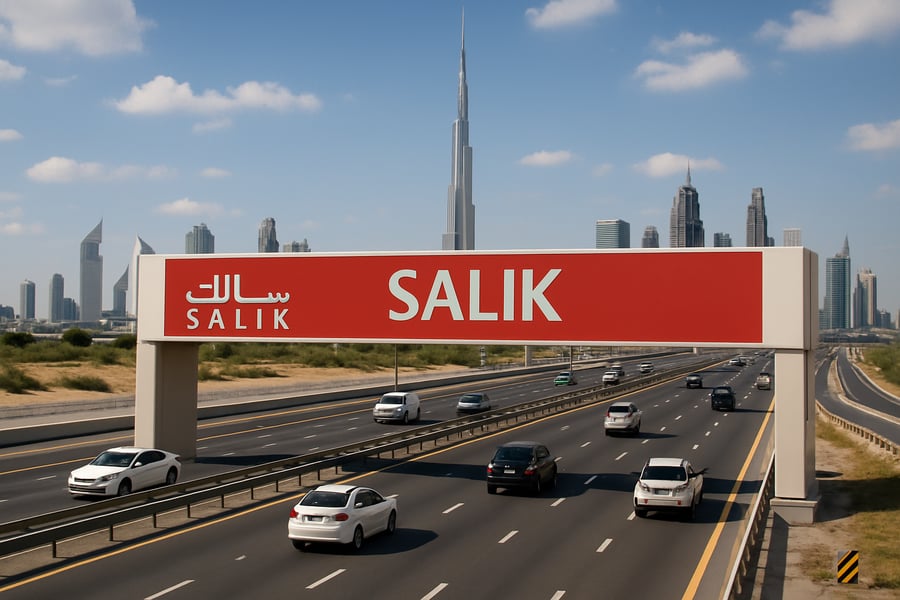 Dubai toll road with Salik gate